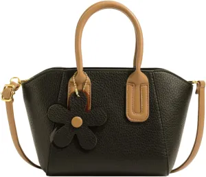Fashionable Women's Bucket Bag - Versatile Handbag with Adjustable Strap & Flower Charm,Zippered Closure