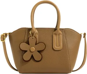 Fashionable Women's Bucket Bag - Versatile Handbag with Adjustable Strap & Flower Charm,Zippered Closure