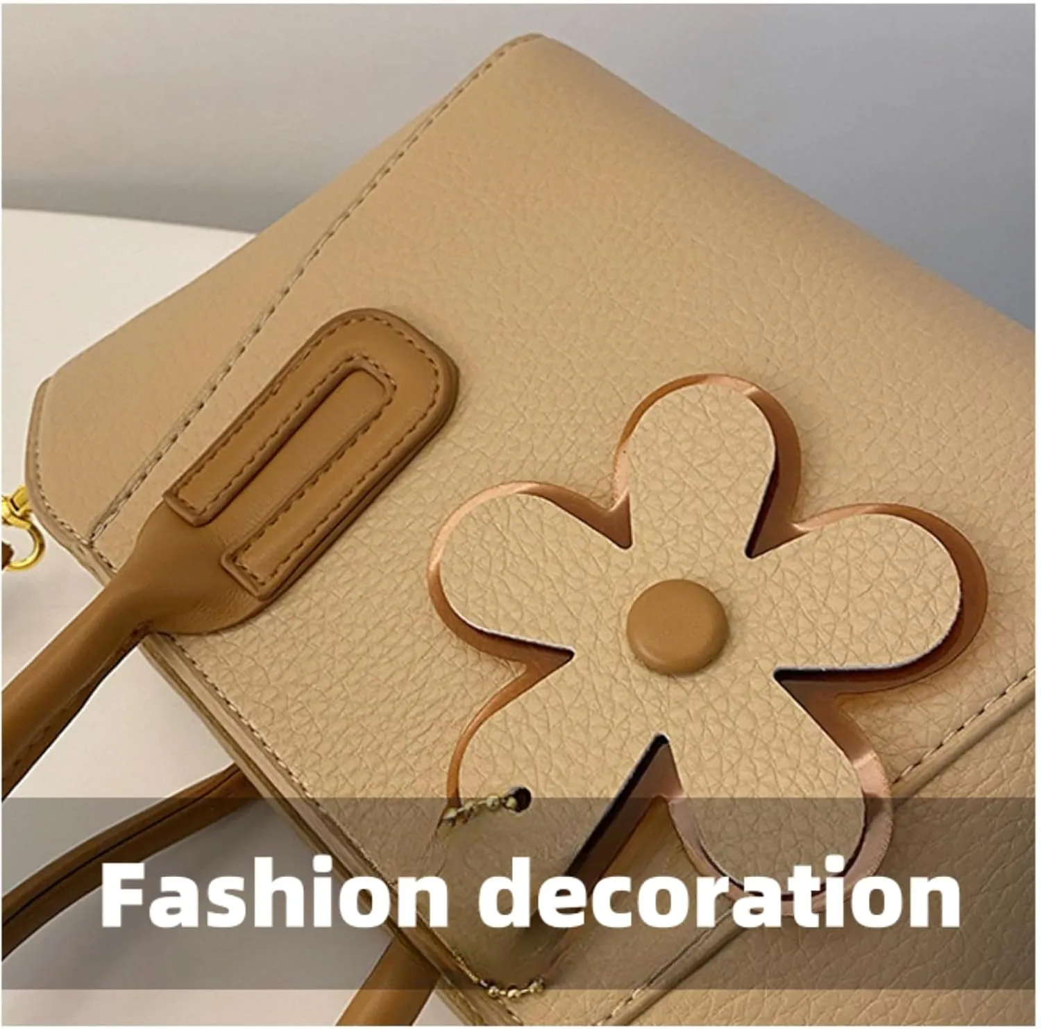 Fashionable Women's Bucket Bag - Versatile Handbag with Adjustable Strap & Flower Charm,Zippered Closure