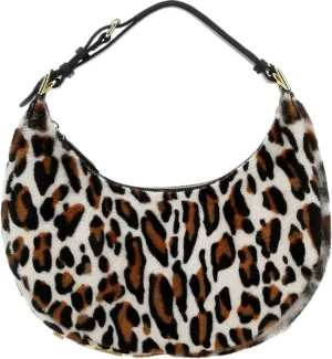 FENDI Fendigraphy Women's Leopard Print Leather and Fur Handbag Hobo