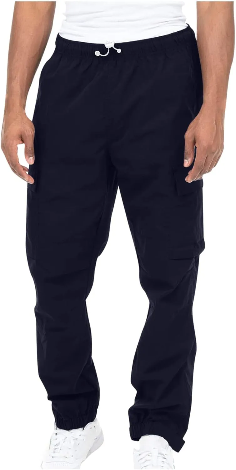 Finelylove Mens Big and Tall Sweatpants Elastic Waist Straight Fit Cargo Sweatpants Casual Stretch Workout Hiking Pants