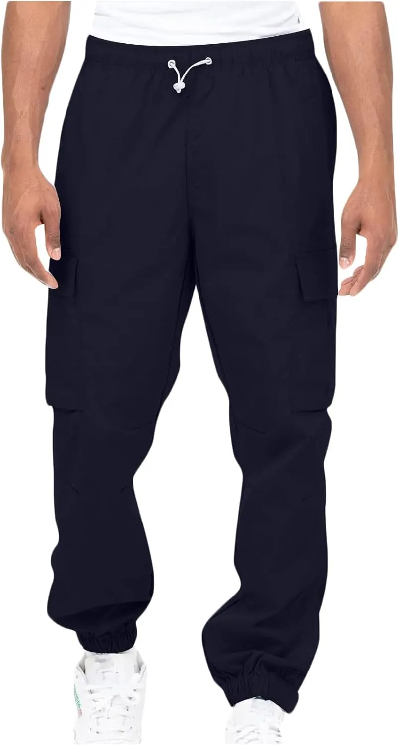 Finelylove Mens Big and Tall Sweatpants Elastic Waist Straight Fit Cargo Sweatpants Casual Stretch Workout Hiking Pants