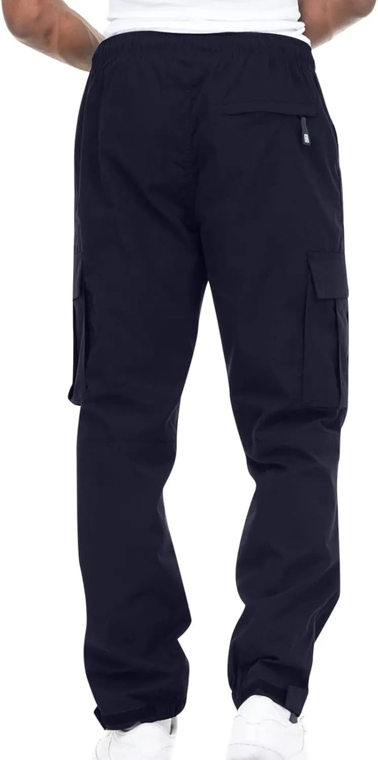 Finelylove Mens Big and Tall Sweatpants Elastic Waist Straight Fit Cargo Sweatpants Casual Stretch Workout Hiking Pants
