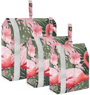 Flamingo Packing Cubes Set of 3, Lightweight Travel Luggage Organizers Foldable Bags for Easy Packing and Organization