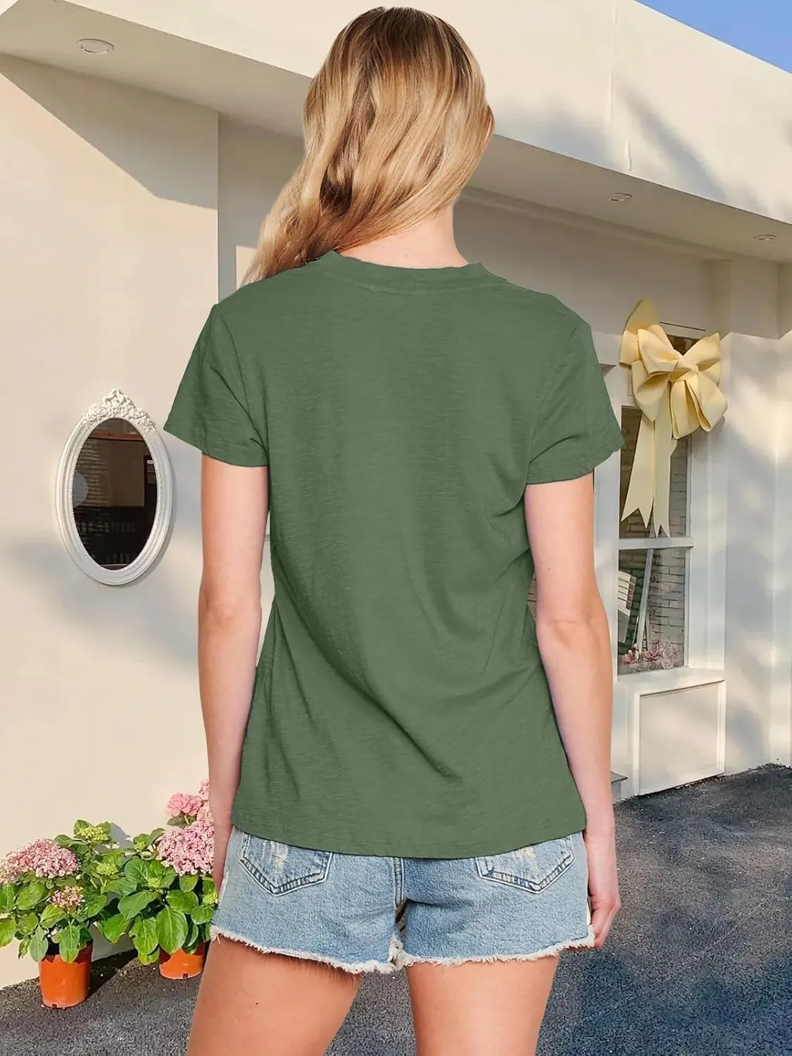 Flower Kindly Shirt for Women Funny Wildflower Plant T-Shirt Bohemian Summer Vacation V Neck Tops
