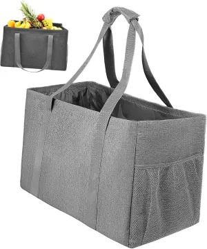 Foldable Grocery Bag Large Capacity Tote with Reinforced Handles for Convenient Picnic and Travel Shopping Pouch