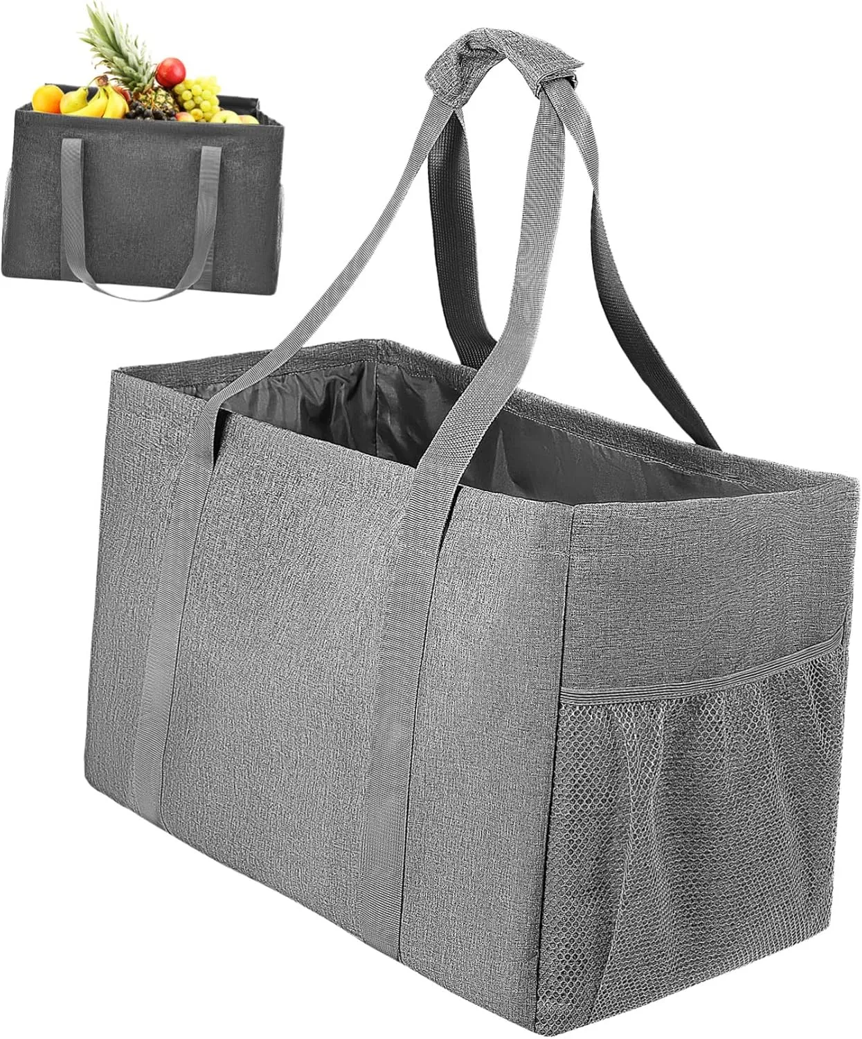 Foldable Grocery Bag Large Capacity Tote with Reinforced Handles for Convenient Picnic and Travel Shopping Pouch