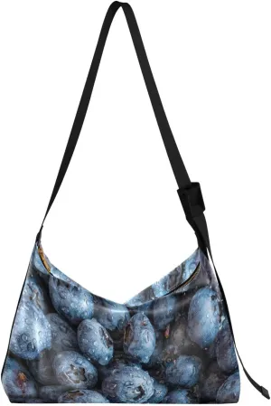 Fresh Blueberries Womens Shoulder Bag Hobo Crossbody Leather Casual Tote Bag for Women Large Handbag Shopping Bag