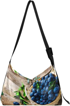 Fresh Blueberry Basket Womens Shoulder Bag Hobo Crossbody Leather Casual Tote Bag for Women Large Handbag Shopping Bag