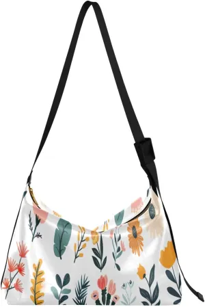 Fresh Flower Crossbody Bag for Women Men with Adjustable Strap PU Leather Shoulder Hobo Purse Bag 20858427