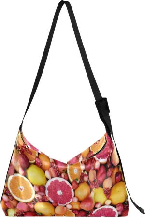 Fresh Fruit Berries Orange Womens Shoulder Bag Hobo Crossbody Leather Casual Tote Bag for Women Large Handbag Shopping Bag