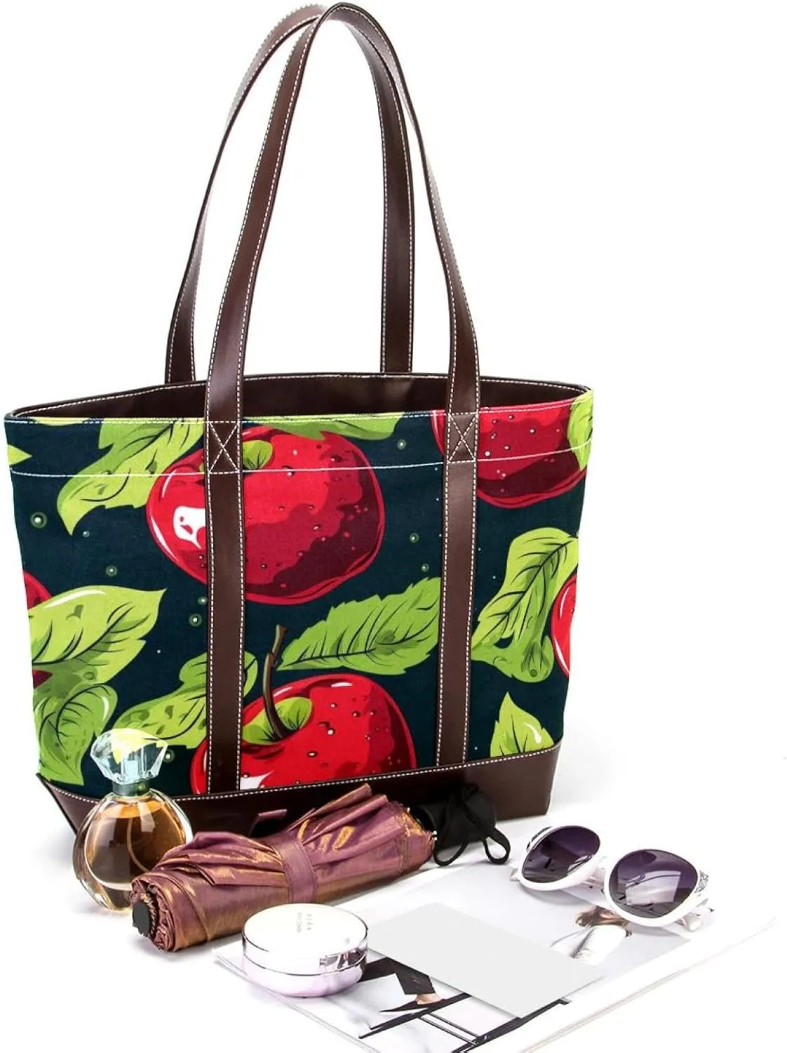 Fresh Fruits-463 Tote Bags Durable Leather Canvas Purses and Handbags for Women Top Handle Shoulder Satchel Hobo Bags