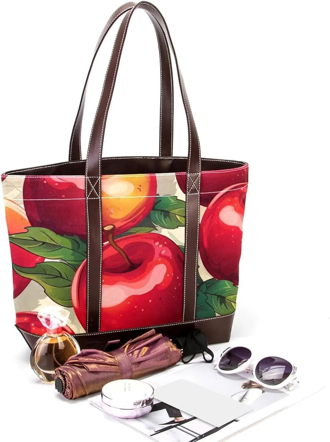 Fresh Fruits-507 Shoulder Purses for Women Large Soft Washed Leather Purses and Durable Handbags