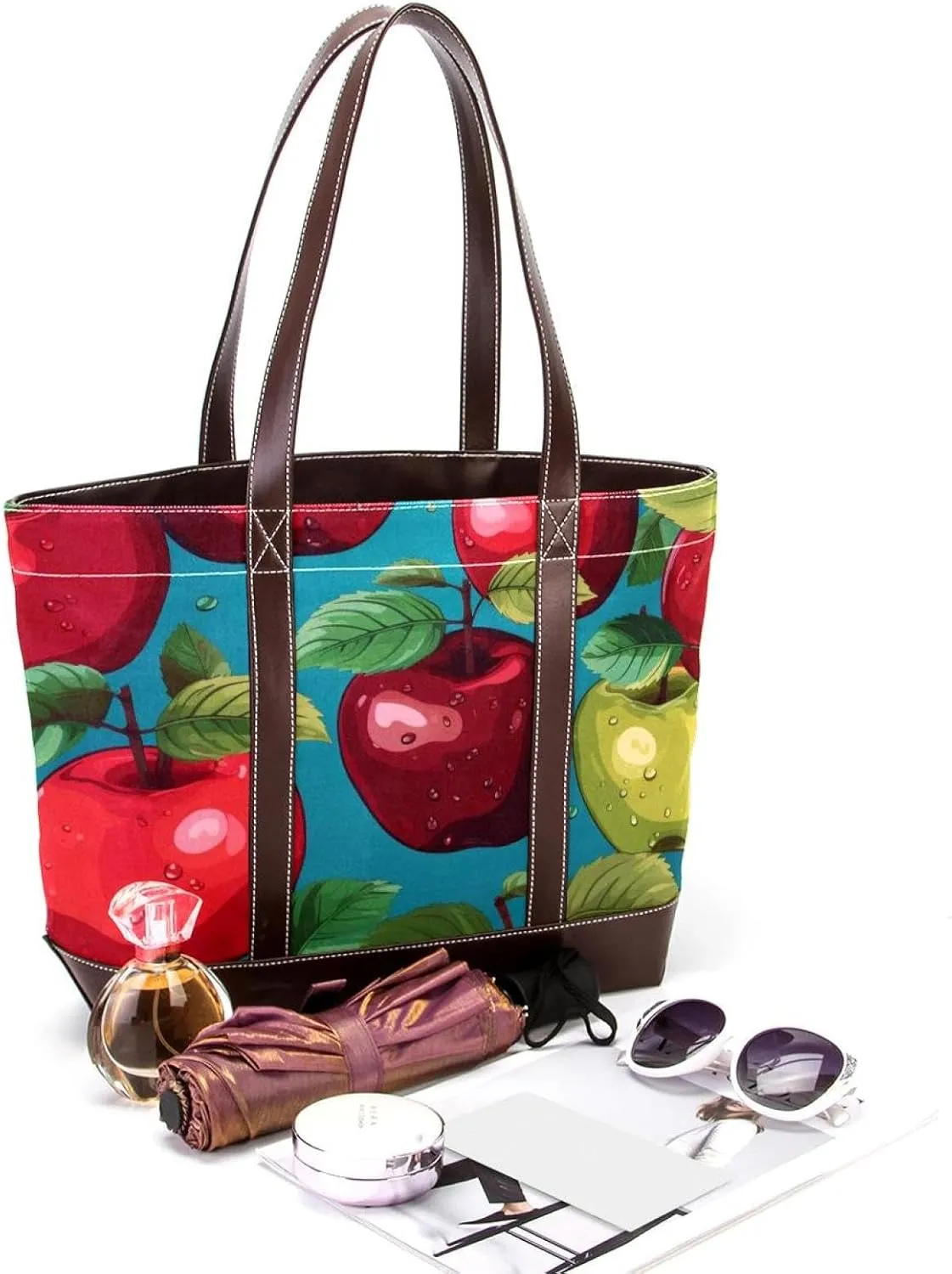 Fresh Fruits-518 Fashion Washed Durable Leather Purse Bag for Women Top Handle Ladies Shoulder Bags with Pockets Zipper