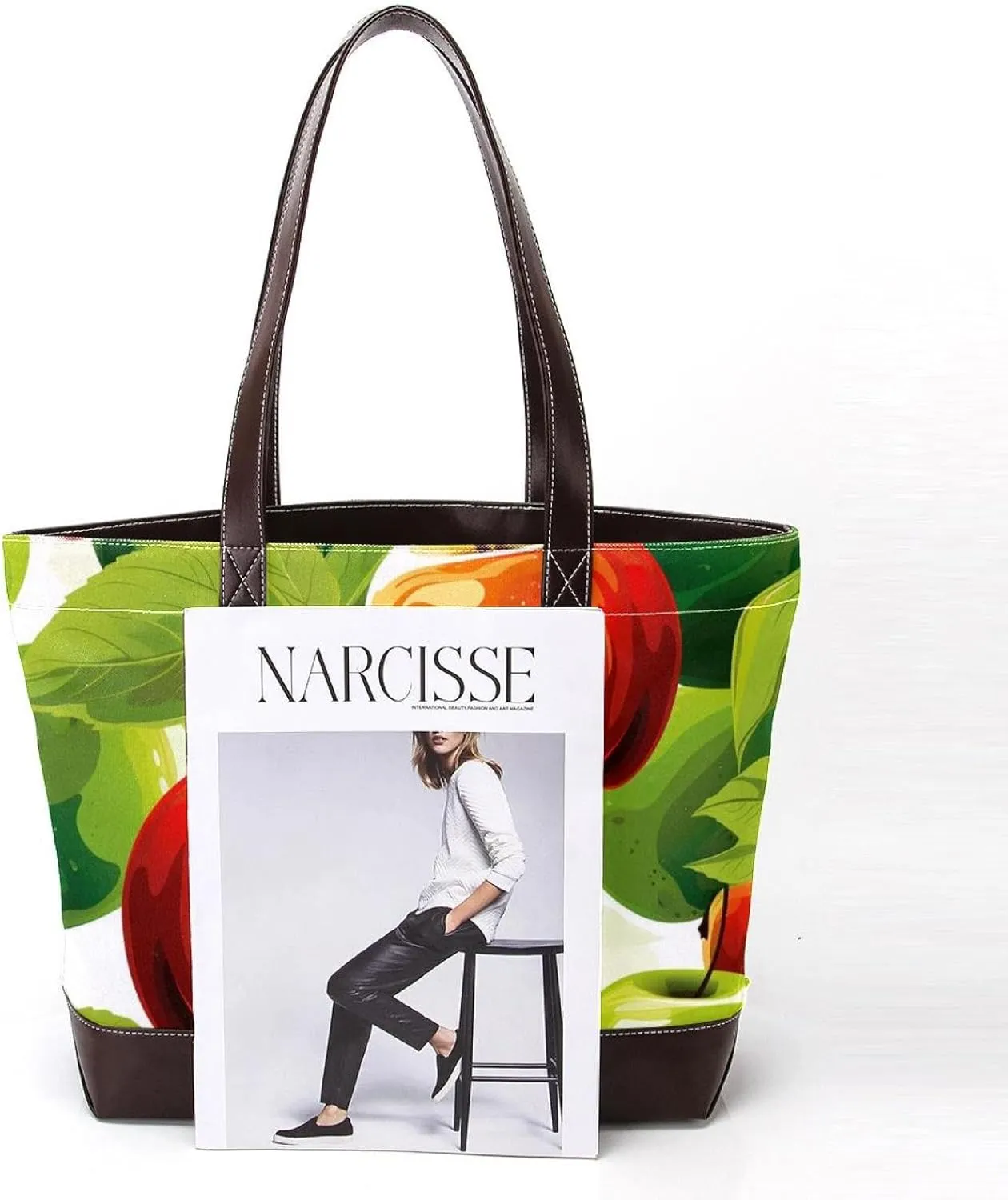 Fresh Fruits-518 Fashion Washed Durable Leather Purse Bag for Women Top Handle Ladies Shoulder Bags with Pockets Zipper