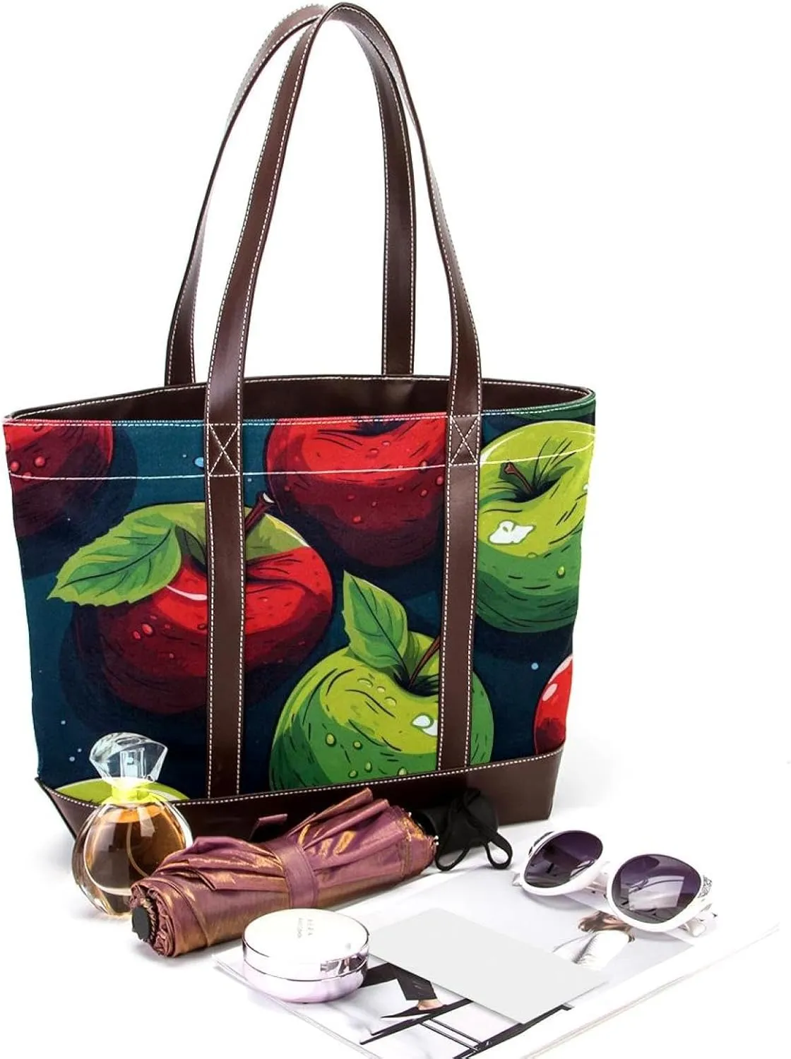 Fresh Fruits-518 Fashion Washed Durable Leather Purse Bag for Women Top Handle Ladies Shoulder Bags with Pockets Zipper