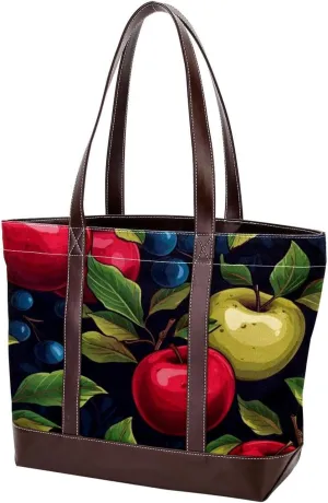 Fresh Fruits-518 Fashion Washed Durable Leather Purse Bag for Women Top Handle Ladies Shoulder Bags with Pockets Zipper
