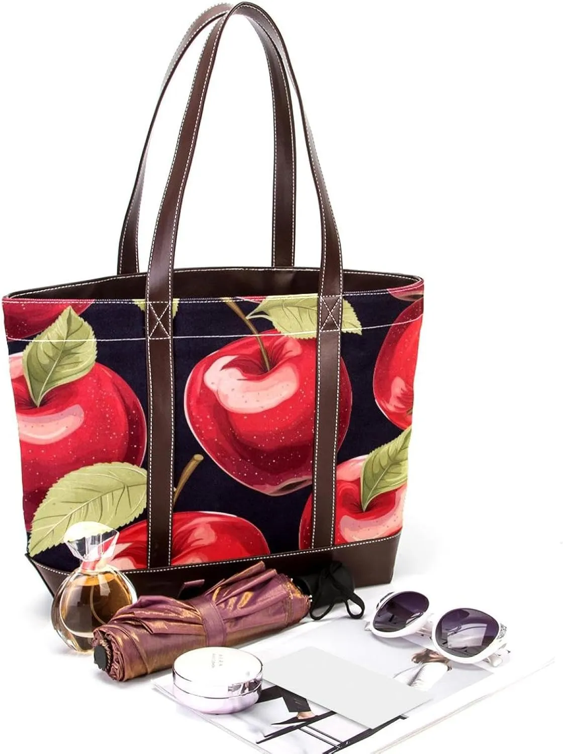 Fresh Fruits-518 Fashion Washed Durable Leather Purse Bag for Women Top Handle Ladies Shoulder Bags with Pockets Zipper
