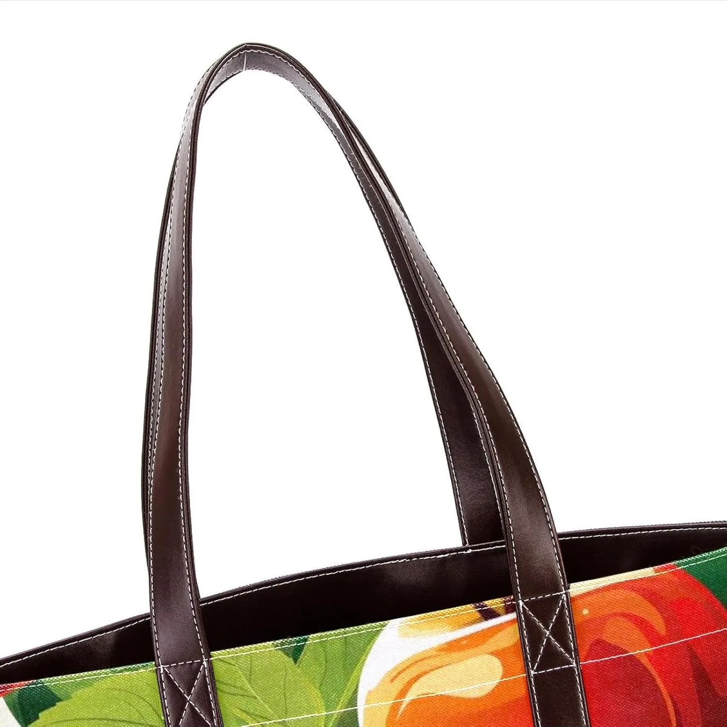 Fresh Fruits-518 Fashion Washed Durable Leather Purse Bag for Women Top Handle Ladies Shoulder Bags with Pockets Zipper