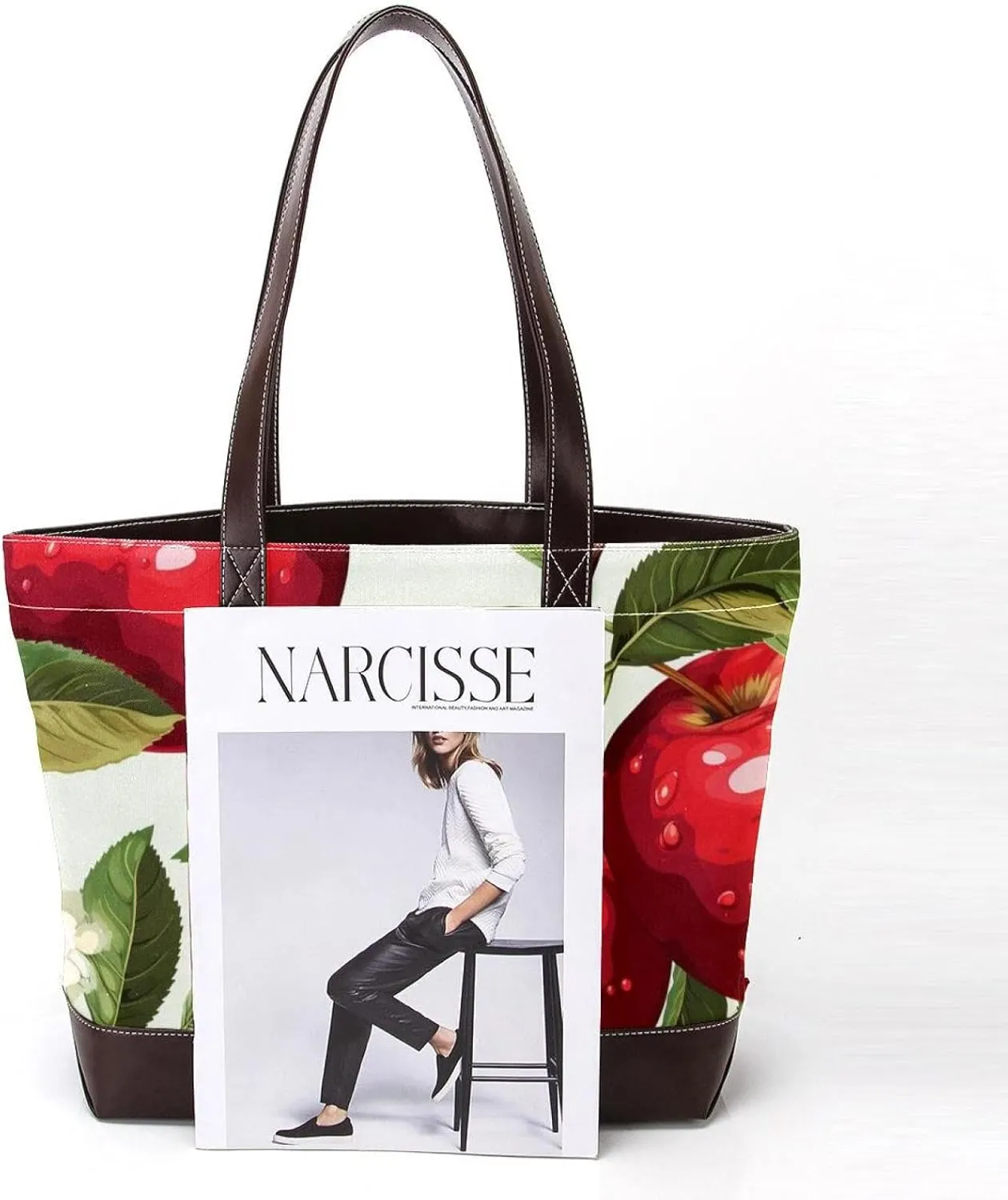 Fresh Fruits-518 Fashion Washed Durable Leather Purse Bag for Women Top Handle Ladies Shoulder Bags with Pockets Zipper