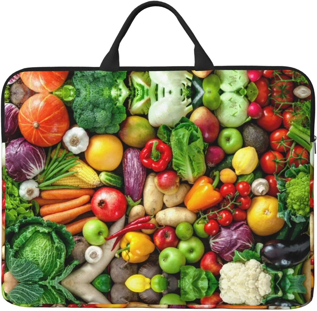 Fresh Fruits and Vegetables print Durable Travel Laptop Bag HandBag Shockproof Carrying Bag Briefcase for 14inch Laptop Notebook