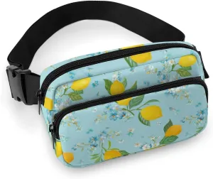 Fresh Lemon Pattern Belt Bag Fanny Pack Crossbody Tropic Fruits Leaves Fashion Waist Packs With Adjustable Strap For Men Women Travel Hiking Cycling Running