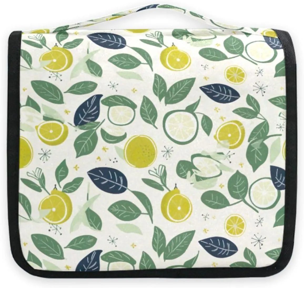 Fresh Lemons Travel Toiletry Bag with Hanging Hook Foldable Makeup Bag Waterproof Cosmetic Bag for Cruise Shampoos Men Women