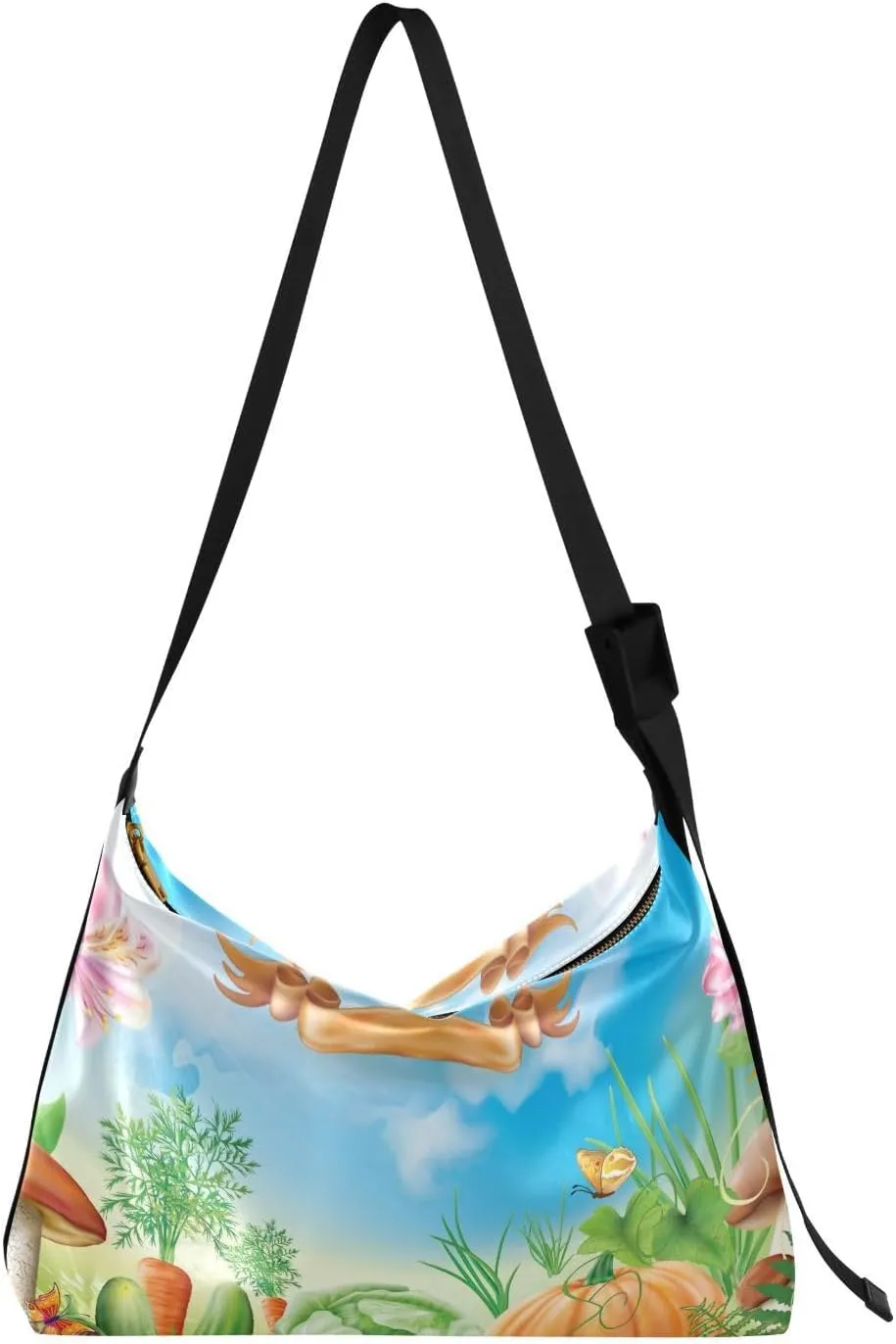 Fresh Vegetables Hobo Crossbody Bags for Women Leather Large Shoulder Bag Cross Body Pumpkin Harvest Trendy Womens Tote Bags Handbag for Travel Shopping