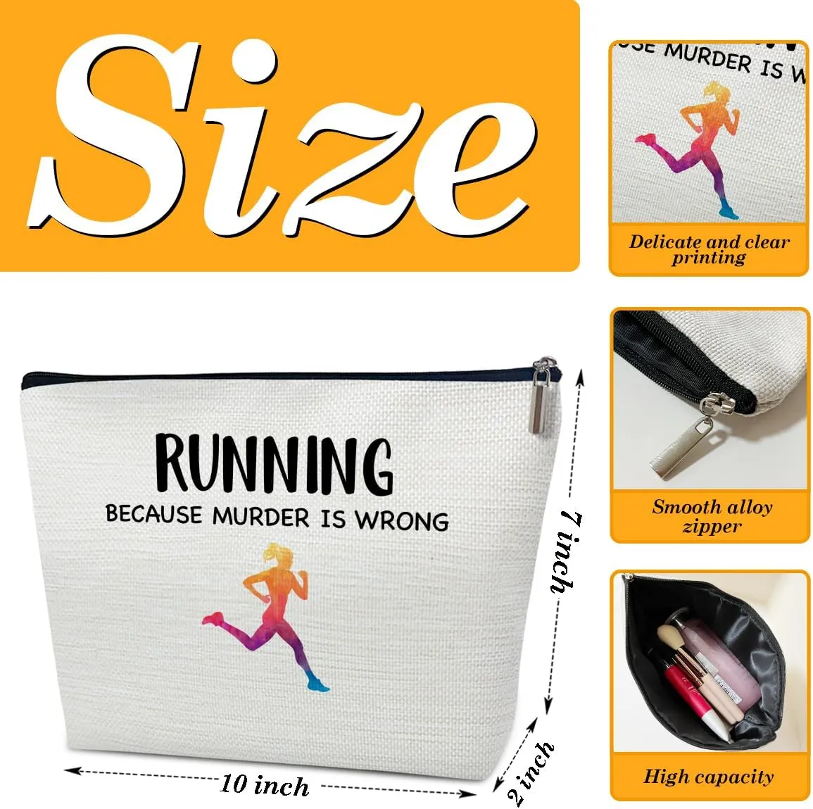 Funny Running Gifts Makeup Bag, Runner Gifts for Marathon Gym Sport Women, Sports Accessories for Women, Cosmetic Bags for Purse