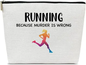 Funny Running Gifts Makeup Bag, Runner Gifts for Marathon Gym Sport Women, Sports Accessories for Women, Cosmetic Bags for Purse