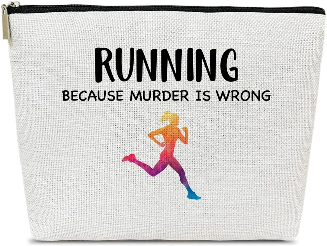 Funny Running Gifts Makeup Bag, Runner Gifts for Marathon Gym Sport Women, Sports Accessories for Women, Cosmetic Bags for Purse