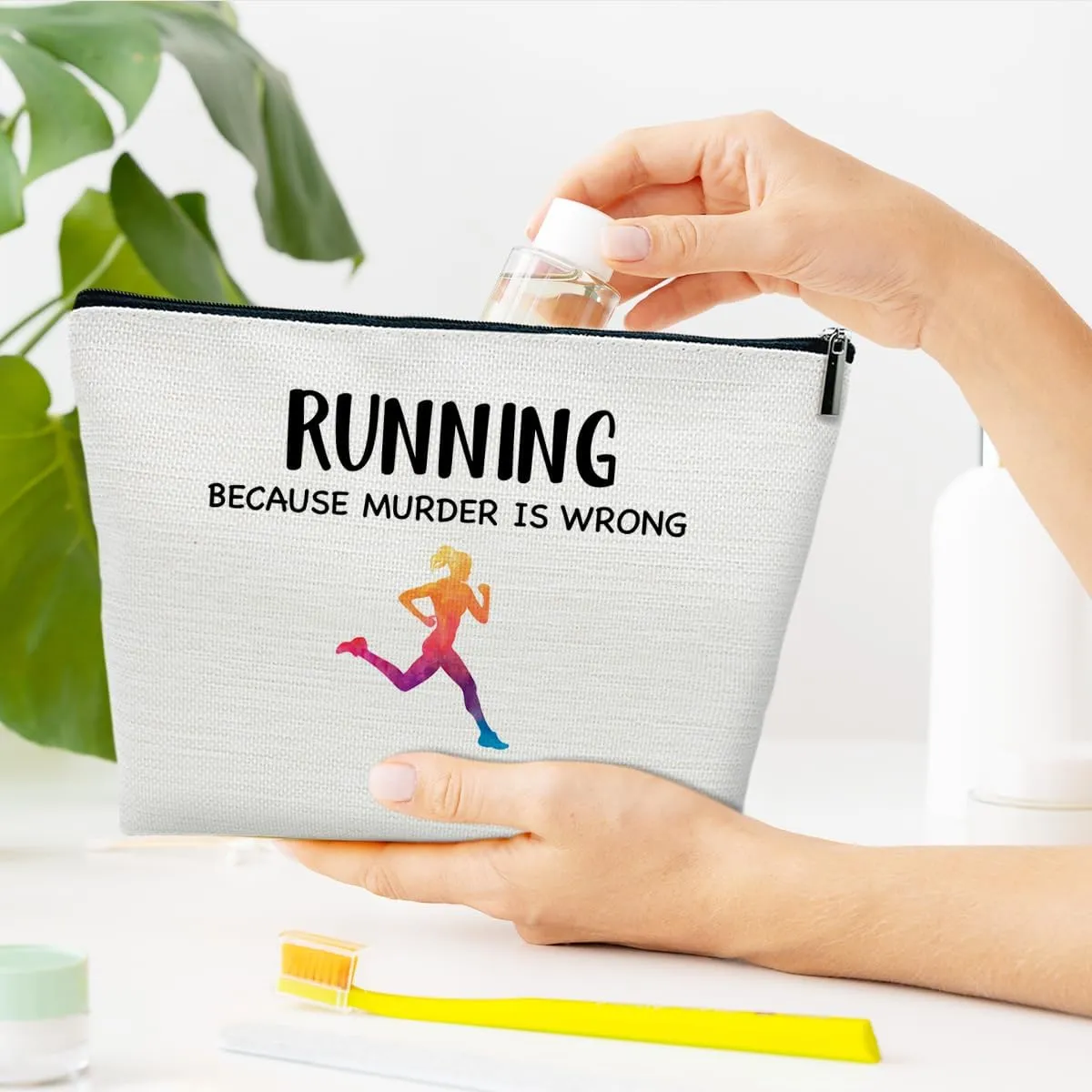 Funny Running Gifts Makeup Bag, Runner Gifts for Marathon Gym Sport Women, Sports Accessories for Women, Cosmetic Bags for Purse