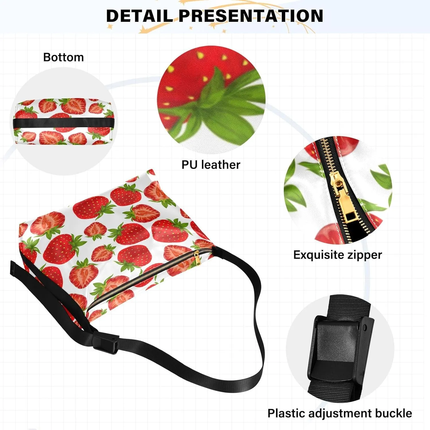 GAIGEO Fresh Strawberry Soft Leather Crossbody Bag, Shoulder Bag, Womens Handbags Leather Ladies Shoulder Bag