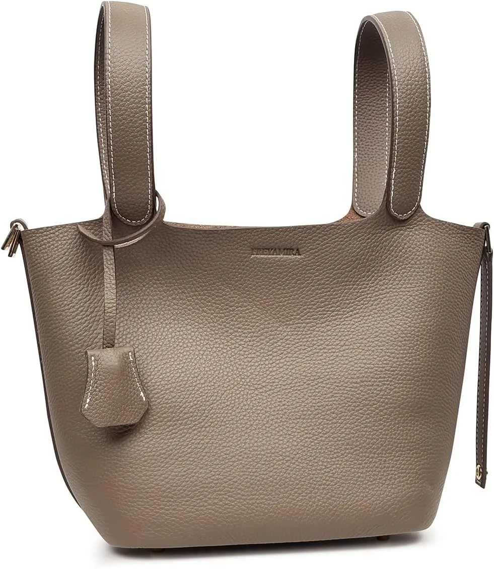 Genuine Leather Bucket Bag For Women Stylish Versatile Shoulder Handbag With Unique Lock Design Perfect
