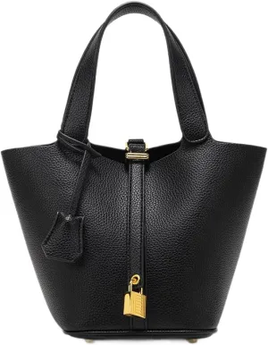 Genuine leather bucket bag, solid color handbag, high-end exquisite versatile handbag