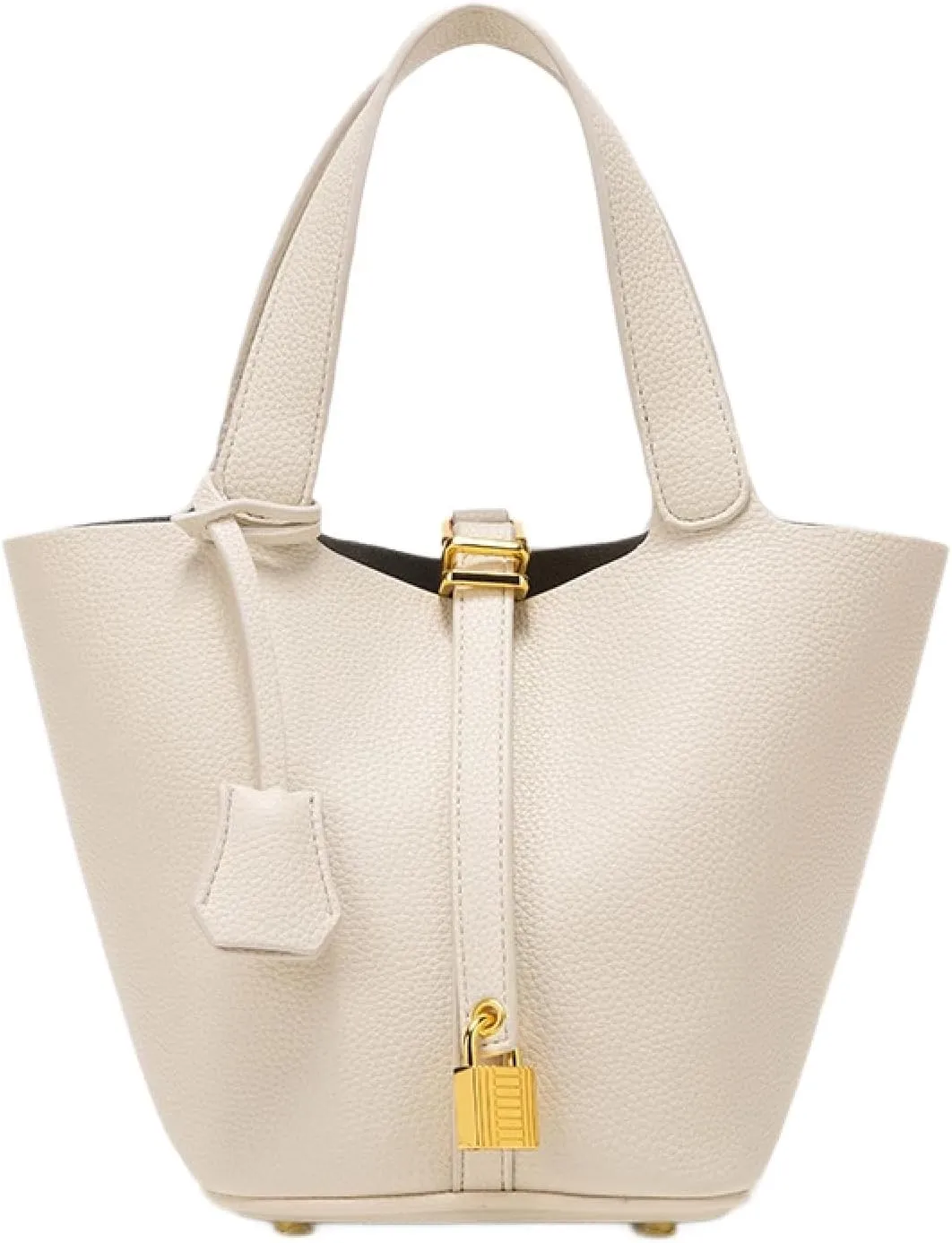Genuine leather bucket bag, solid color handbag, high-end exquisite versatile handbag