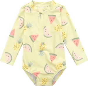 Gerber Baby Girls' Toddler Long Sleeve One Piece Rashguard Swimsuit