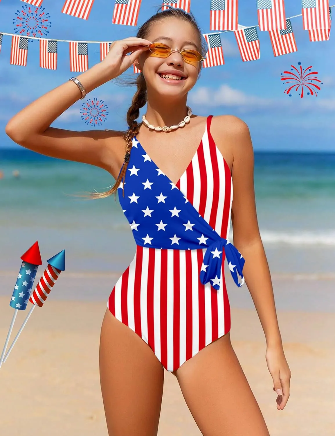 Girls Swimsuit One Piece Bathing Suit Tropical Floral with Adjustable Straps Girls'Swimwear with Cover Up 9-16T