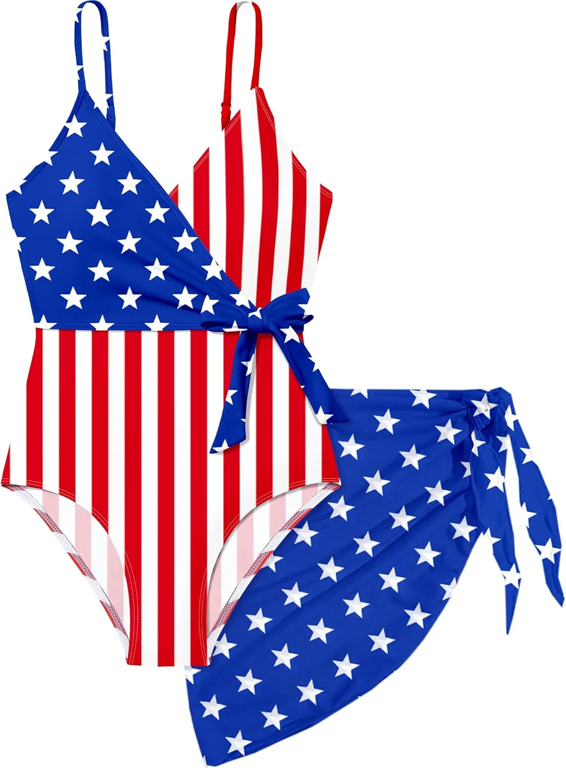 Girls Swimsuit One Piece Bathing Suit Tropical Floral with Adjustable Straps Girls'Swimwear with Cover Up 9-16T