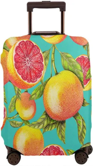Grapefruit Suitcase Covers Protector Fresh Tropical Citrus Fruit Slice Leaves Travel Luggage Cover S Fit for 18-20 Inch Baggage Orange Green
