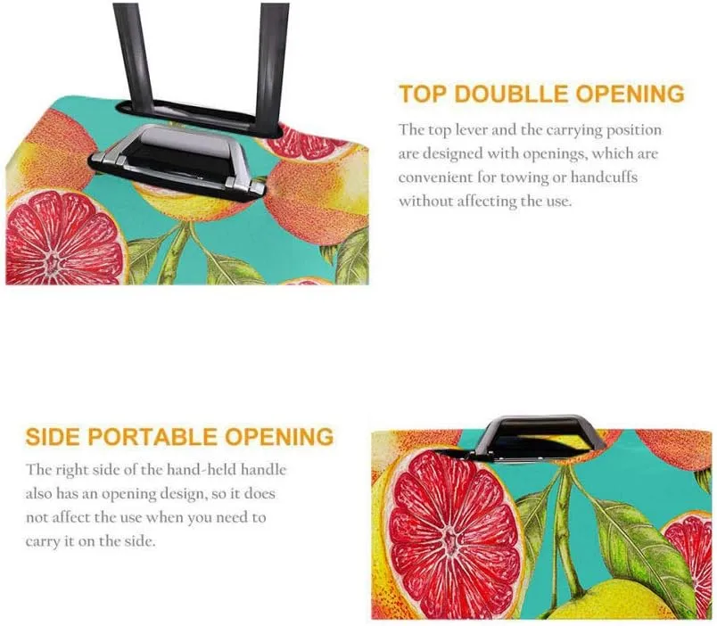 Grapefruit Suitcase Covers Protector Fresh Tropical Citrus Fruit Slice Leaves Travel Luggage Cover S Fit for 18-20 Inch Baggage Orange Green