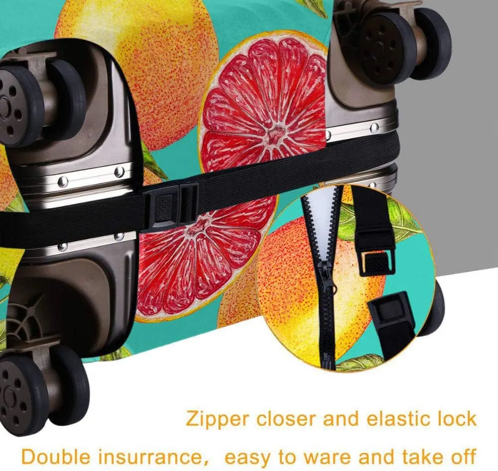 Grapefruit Suitcase Covers Protector Fresh Tropical Citrus Fruit Slice Leaves Travel Luggage Cover S Fit for 18-20 Inch Baggage Orange Green