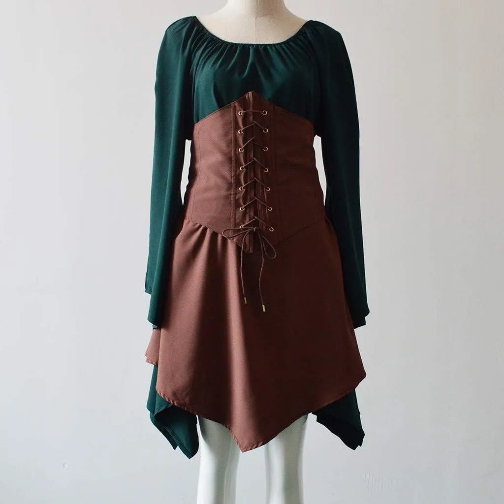 Halloween Costume for Women, Medieval Retro Steampunk Cosplay Victorian Retro Prom Party Cocktail Swing Dress