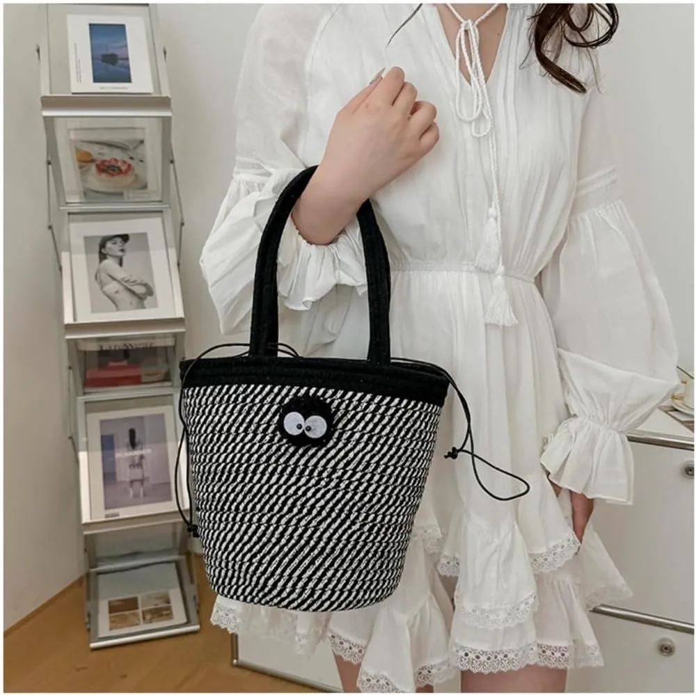 Handbag Summer Fashion Woven Handbag Versatile Casual Niche Shoulder Bag Cute Doll Bucket Bags Straw Bags