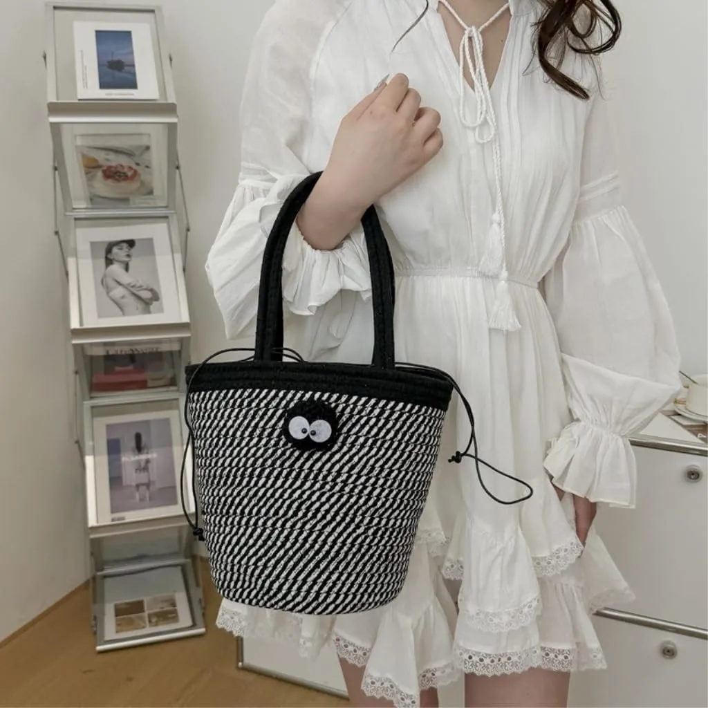 Handbag Summer Fashion Woven Handbag Versatile Casual Niche Shoulder Bag Cute Doll Bucket Bags Straw Bags