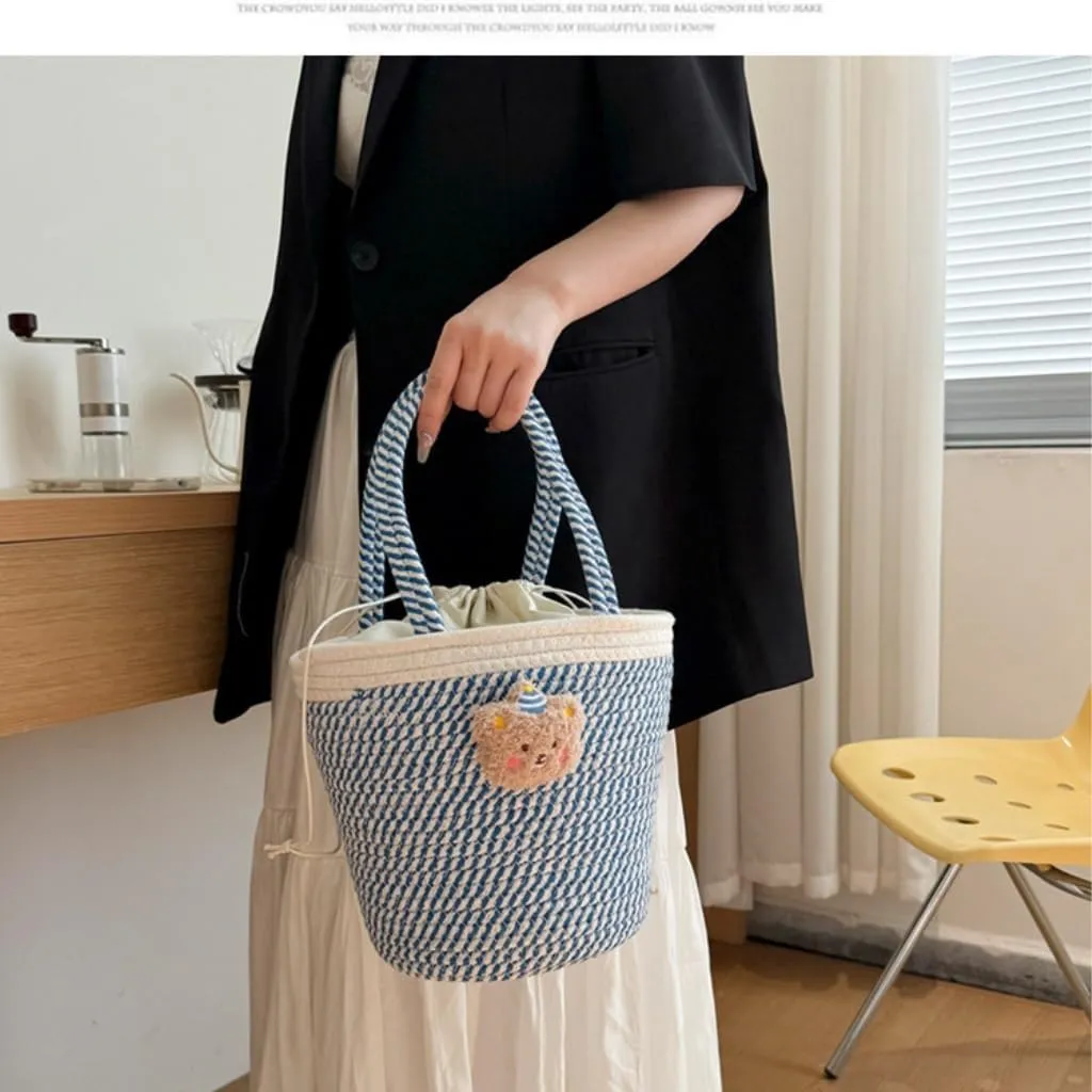 Handbag Summer Fashion Woven Handbag Versatile Casual Niche Shoulder Bag Cute Doll Bucket Bags Straw Bags
