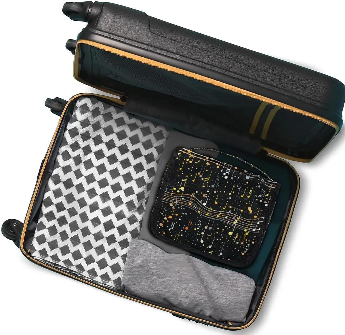 Hanging Travel Toiletry Bag Cheerful Music Notes Toiletry Bags with Hanging Hook Portable Cosmetic Bag Makeup Organizer for Travel Business Trip