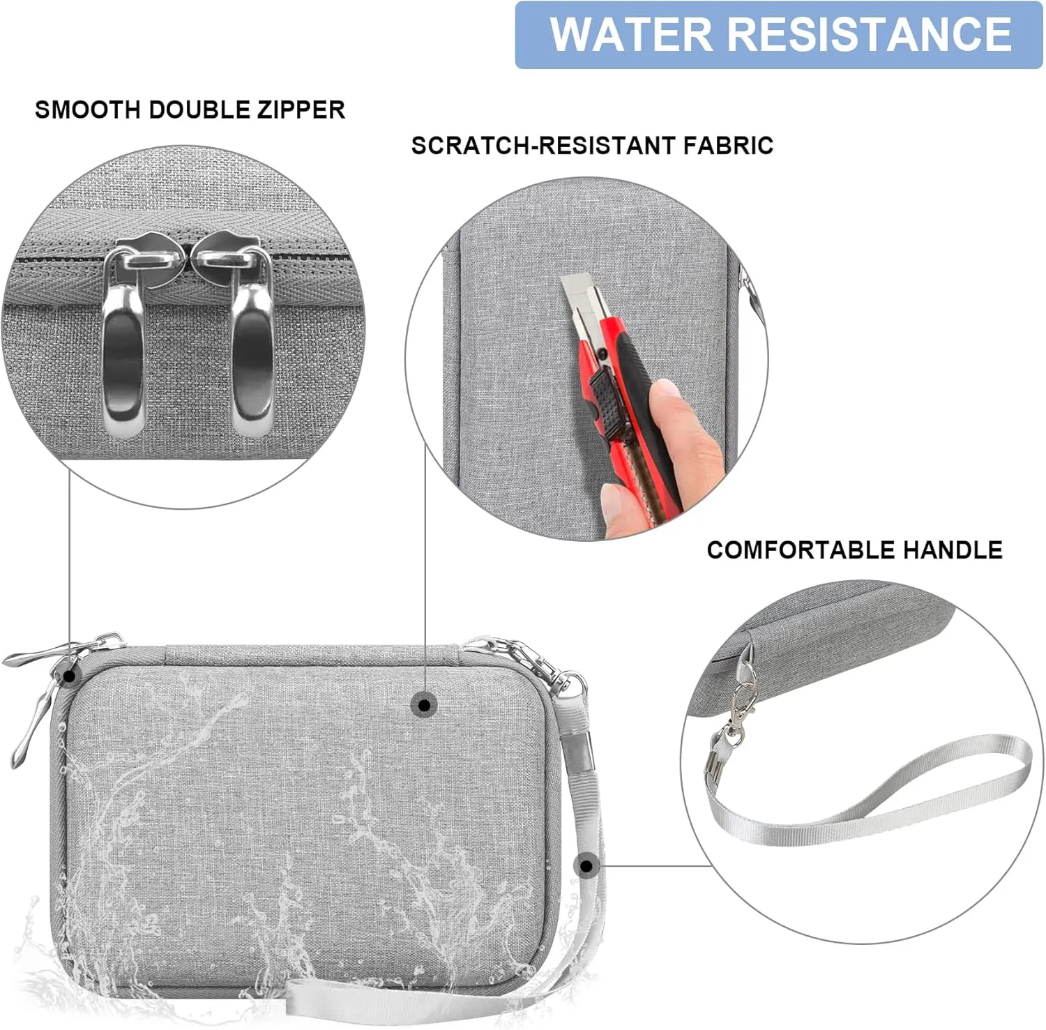 Hard Carrying Case for Kodak Mini 2 Retro 4PASS Portable Photo Printer (2.1x3.4 inches), Photo Printer Travel Bag Storage Holder with Mesh Pocket for USB Cable, Photo Paper, Grey