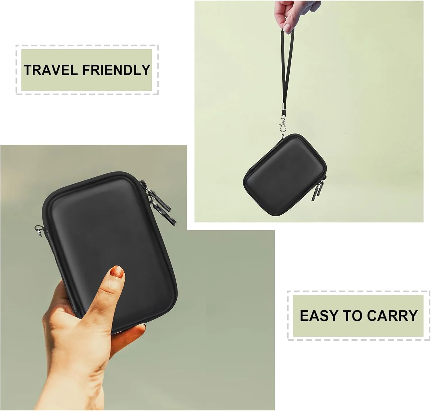 Hard Carrying Case for KODAK Mini 2 Retro 4PASS Portable Photo Printer, Instant Printer Travel Storage Holder with Mesh Pocket for USB Cable and Other Accessories, Black