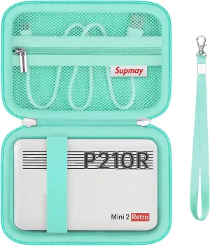 Hard Carrying Case for KODAK Mini 2 Retro 4PASS Portable Photo Printer, Instant Printer Travel Storage Holder with Zipper Mesh Pocket for USB Cable and Other Accessories, Green